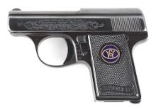 (C) FACTORY EMBELLISHED WALTHER MODEL 9B SEMI AUTOMATIC PISTOL.