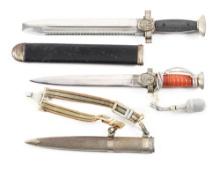 LOT OF 2: THIRD REICH RED CROSS HEWER AND LEADER'S DAGGER.