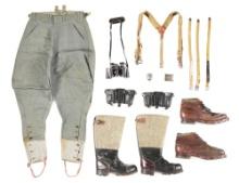 LOT OF GERMAN WWII FIELD GEAR AND UNIFORM PIECES.