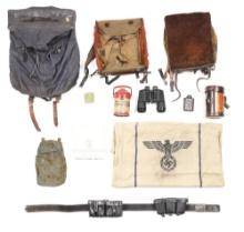 LOT OF MISCELLANEOUS THIRD REICH FIELD GEAR AND EQUIPMENT.