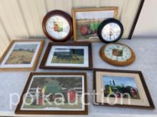 MISC TRACTOR PICTURES & CLOCKS