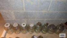 lot of assorted glass jugs