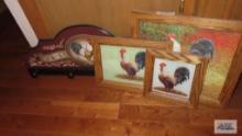 Rooster and chicken framed prints