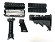 M4 Carbine Heat Shield/Handguard, Rail Covers, Stock, Grip, and Retractable Bipod/Foregrip 