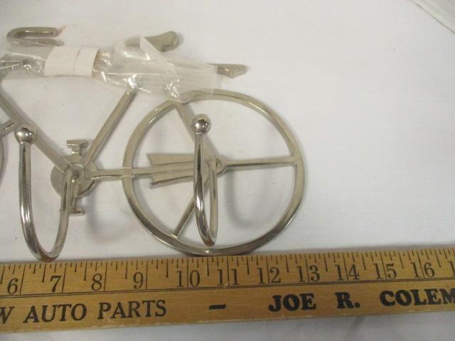 Silver Tone Metal Bicycle Coat Hook