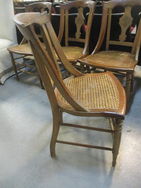 Four Victorian Eastlake Side Chairs with Caned Seats