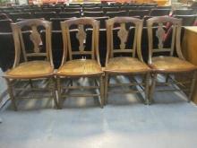 Four Victorian Eastlake Side Chairs with Caned Seats