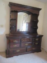 Burlington Dark Stain 2 Piece Dresser with Mirror Hutch