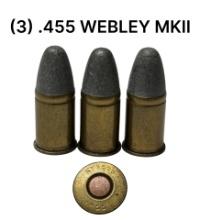 (3) .455 Webley MK II Cartridges
