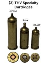 (3) THV Speciality Cartridges - .357 MAG, 9mm, .32 ACP