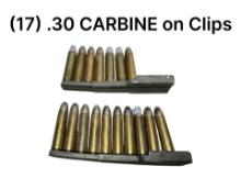 17rds. of .30 CARBINE Ammunition on (2) Carbine Stripper Clips