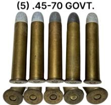 (5) .45-70 GOVT. Cartridges (Different WRA Headstamps)