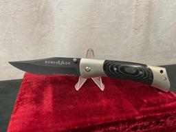 Benchmade Knife with case, Black and Silver Folder, 4 inch blade