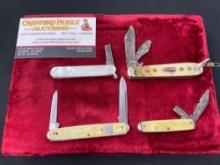 4x Mother of Pearl Handled Pocket Knives, by Kent, Remington UMC, and two unmarked