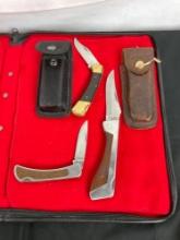 3x Folding Pocket Knives incl, Tomahawk, Sharp, & Sabre - Largest blade is 4" Long