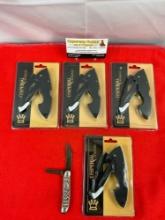 5 pcs Imperial Steel Folding Knife Assortment. 4x NIB Schrade IMP0018CP, 1x Vintage Imperial. See
