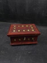 Wooden Jewelry Box with Key
