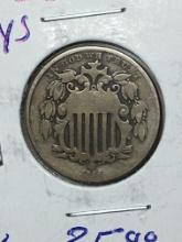 1866 Shield Nickel With Rays