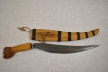 WWII US Military Moro Knife & Wooden Sheath