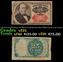 1870's US Fractional Currency 25c Fifth Issue fr-1309 Short Key Robert Walker Secretary of the Treas