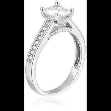 Decadence sterling Silver 6mm Princess Cut Open Cathedral pave Engagement Ring Size 9