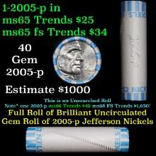Shotgun Jefferson 5c roll, 2005-p 40 pcs Bank Wrapper
