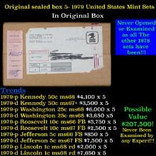 Original sealed box 5- 1979 United States Mint Sets Grades