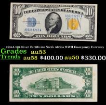 1934A $10 Silver Certificate North Africa WWII Emergency Currency Grades Select AU