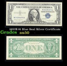 1957B $1 Blue Seal Silver Certificate Grades AU, Almost Unc