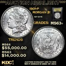 ***Auction Highlight*** 1901-p Morgan Dollar 1 Graded Select+ Unc By USCG (fc)