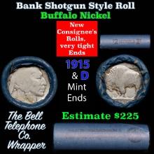 Buffalo Nickel Shotgun Roll in Old Bank Style 'Bell Telephone' Wrapper 1916 & d Mint Ends