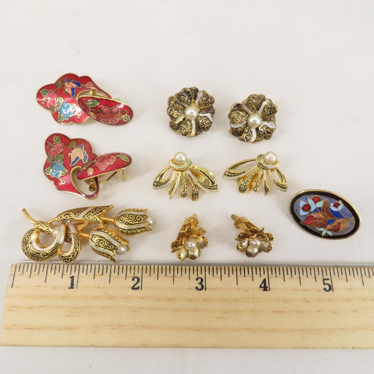 Japanese Amita Damascene Brooch & Other Jewelry