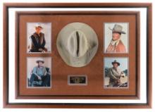 Shadowbox Display Cased John Wayne Signed Cowboy Hat