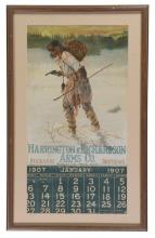 Framed 1907 Harrington & Richardson Arms Co. "Trapper" Calendar