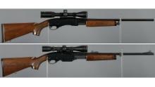 Two Remington Slide Action Rifles with Scopes