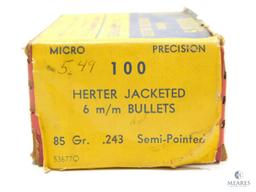 100 Herter's Projectiles 6mm .243 85 Grain Semi-Pointed