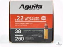 250 Rounds Aquila .22 Long Rifle Ammo 40 Grain Super Extra Hollow Point