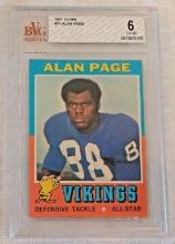 Vintage 1971 Topps NFL Football Card #71 Alan Page 2nd Year Vikings BVG 6 Beckett Graded EX-MT