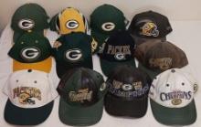 12 Vintage Snapback Hat Cap NFL Packers Lot Leather Sport Specialties Annco Green Bay Favre Starr