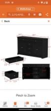 FUFU AND GAGA Black Wood 59.1 in. W Sideboard with 2-Large Drawers, 3-Small Drawers and 2-Cabinets