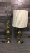 PAIR OF ETCHED BRASS TABLE LAMPS
