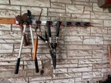 Garden Tools; Axe, Hedge Trimmers, Loppers, Tie Down Stake, Trimmers