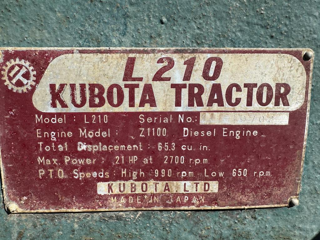 297 Classic Kubota L210 Tractor