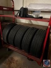 (5) tires P255/75R17 on 6 ft steel rolling cart