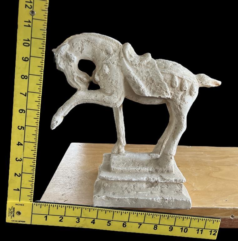 Vintage Chinoiserie Asian Horse Plaster Statue