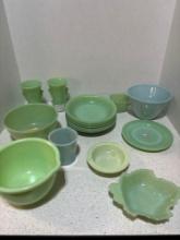 large collection of fire king jadeite