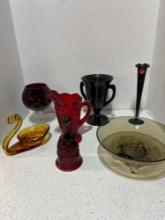 Nice selection of colored glass Viking swan