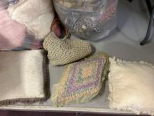 vintage accent pillows, crocheted purse