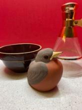 robin bird decanter and bowl