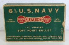 Full Vintage Remington Dog Bone Box 6 mm US Navy 112 gr. SP Cartridges Ammunition...